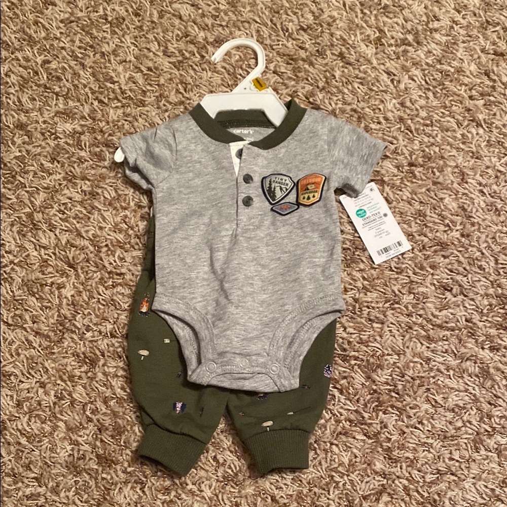 Gray and Green Baby Onesie Set